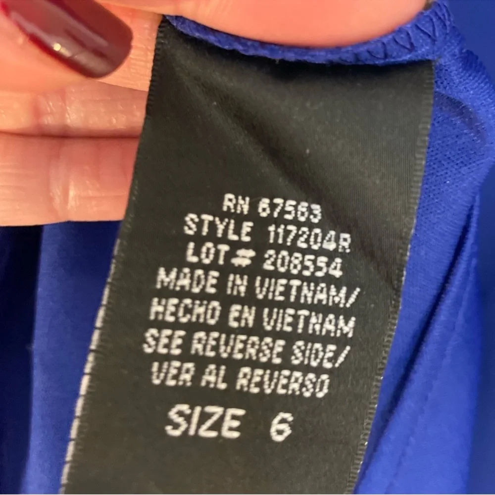 Royal Blue Beaded Neck Tiered Chiffon
Cocktail Dress - Picture 8 of 8